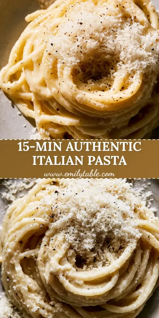 Authentic Italian Pasta Recipes: The Ultimate Creamy Cacio e Pepe 3 A close-up of a twirled nest of Cacio e Pepe spaghetti on a rustic plate with fluffy cheese. (authentic Italian pasta recipes)