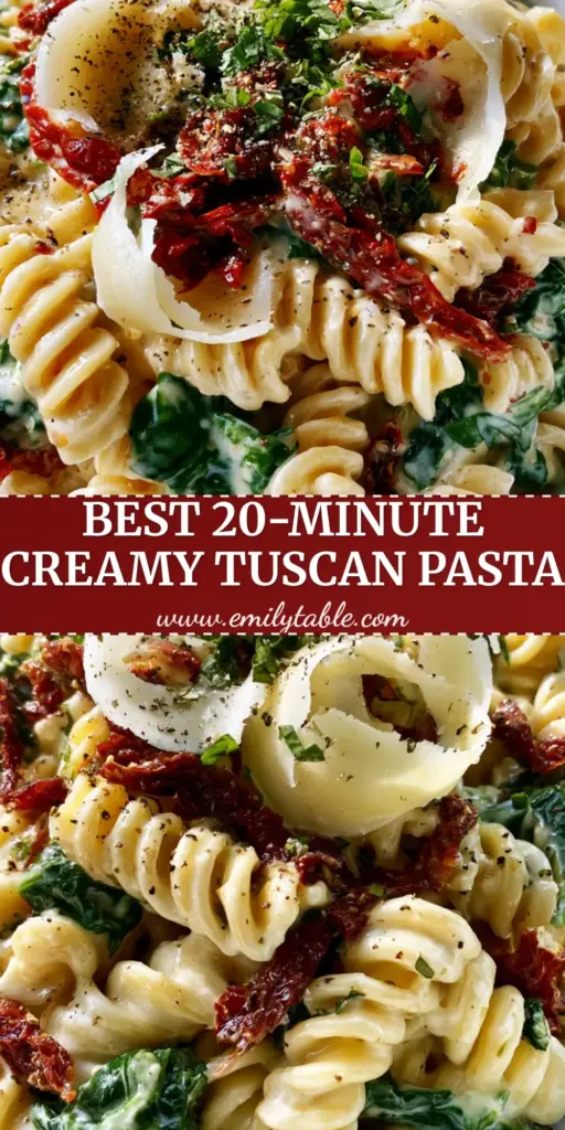 Creamy Tuscan Pasta Salad with Sun-Dried Tomatoes and Basil 4 A vertical shot of Creamy Tuscan Pasta Salad in a white bowl with visible sun-dried tomatoes and parmesan curls.