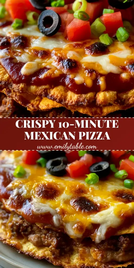 A stacked taco bell mexican pizza with two crispy tortillas, melted cheese with brown spots, and fresh tomato garnish on a minimalist plate.