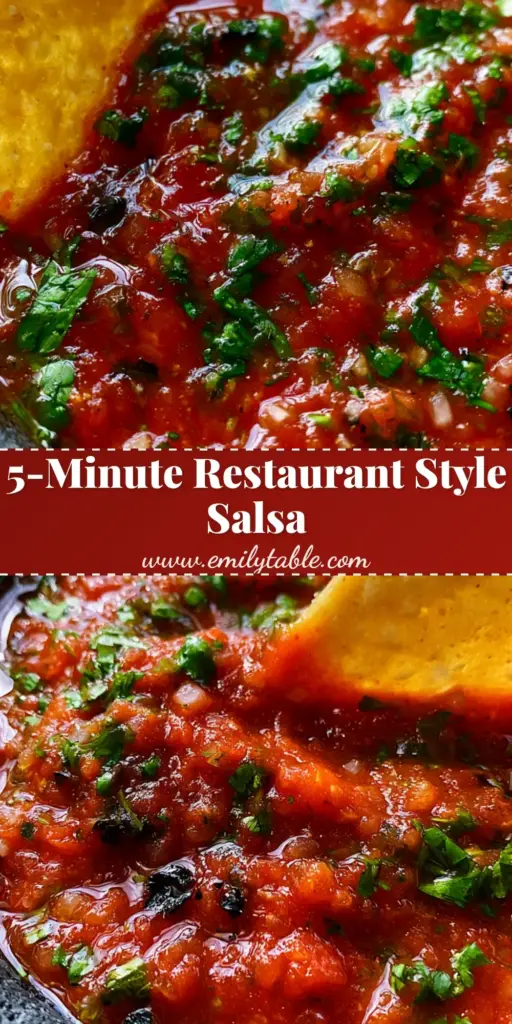 A rustic matte black molcajete filled with vibrant red salsa featuring charred flecks and a single yellow tortilla chip. (Restaurant Style Salsa Recipe)