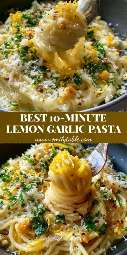 Lemon Garlic Pasta Sauce: The Secret to Silky, Golden Emulsified Perfection 3 A close-up twirl of al dente spaghetti coated in a shimmering lemon garlic pasta sauce with red pepper flakes and parsley.