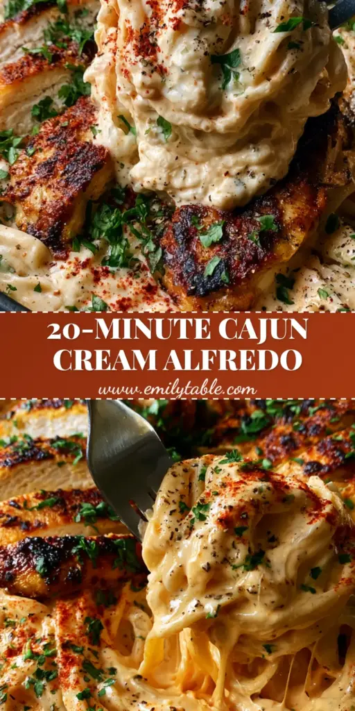 Cajun Cream Cheese Alfredo: The Ultimate Velvety Spiced Pasta 3 A top-down view of Cajun Cream Cheese Alfredo in a matte black skillet featuring charred chicken and vibrant parsley garnish.