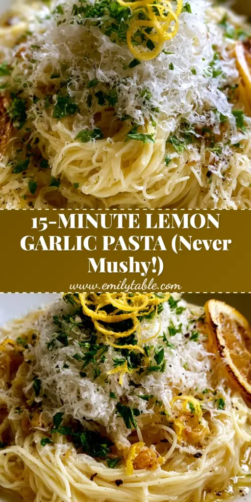 A perfect swirl of angel hair pasta in a white bowl, topped with a mountain of cloud-like parmesan cheese, fresh parsley, and charred lemon slices.