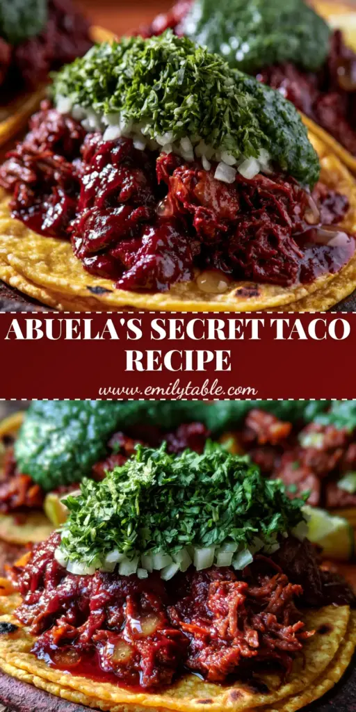 Three authentic Mexican street tacos with succulent beef and crimson guajillo consomé on a clay plate. (Authentic Mexican Recipes)