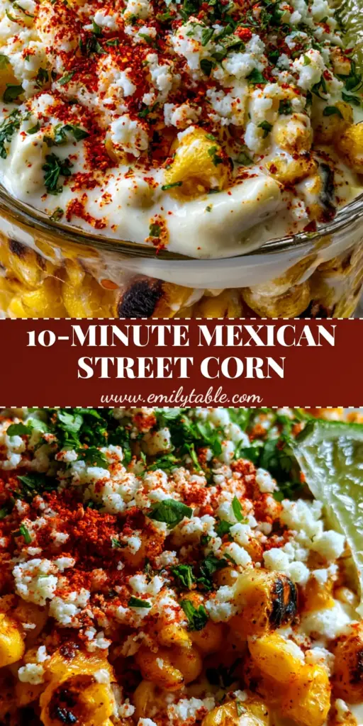Mexican Street Corn Esquites: The Ultimate Charred Street Corn Salad Recipe 4 A close-up vertical shot of Mexican Street Corn Esquites in a rustic glass cup with visible char marks, cotija cheese, and chili-lime seasoning.