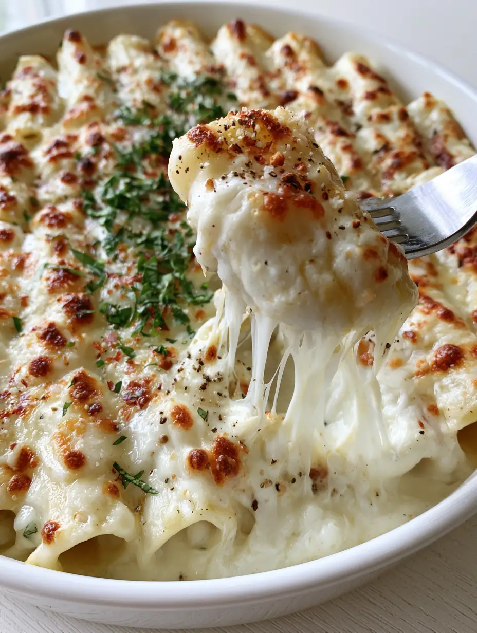 Extreme close-up of charred cheese bubbles and toasted parmesan crust on vertical pasta. (Paccheri pasta recipes)